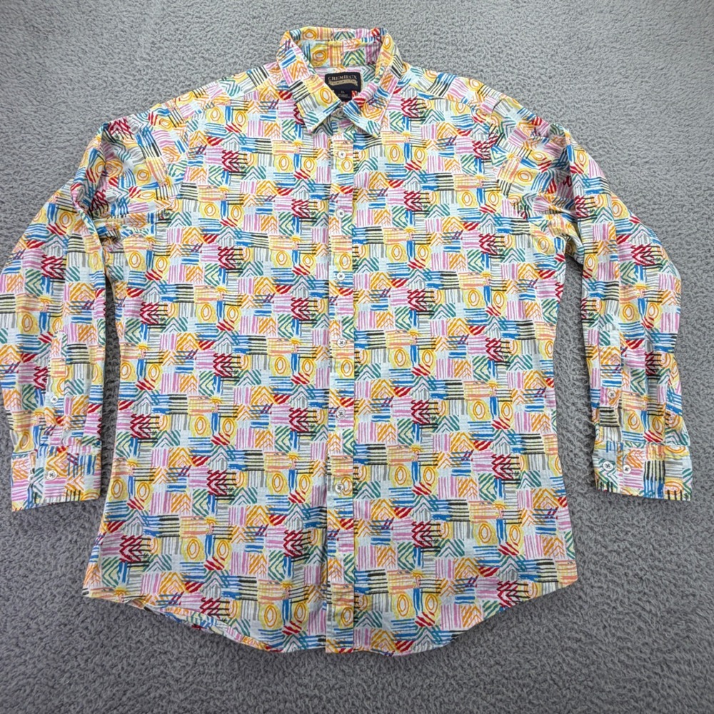 Cremieux Button Down Shirt Mens XL Multicolor Excellent Abstract Geometric Print